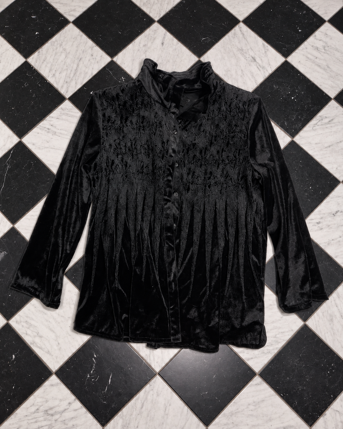 Three Black Velour Blouse