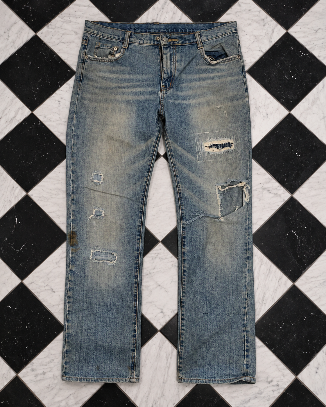 Blue Distressed Denim Jeans
