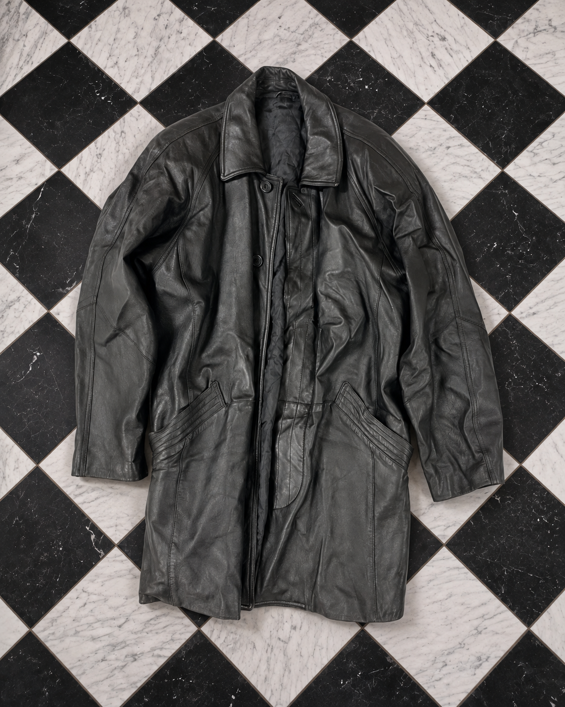 Jubia Black Long Leather Coat