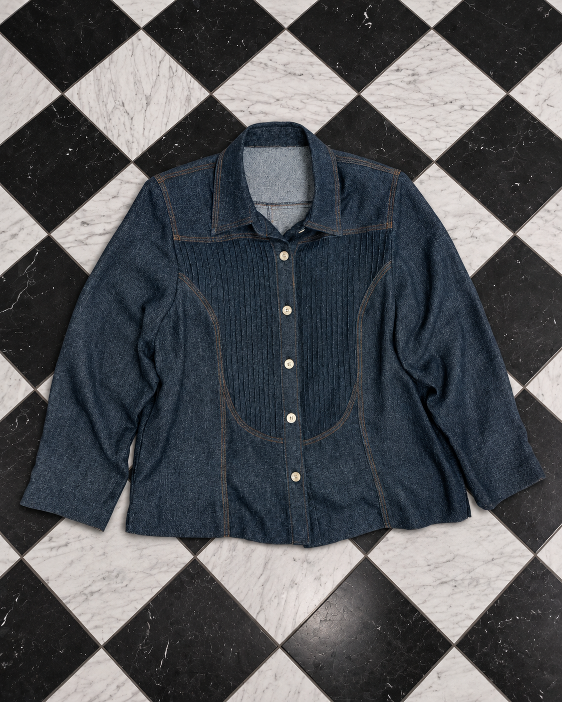 Dark Navy Denim-Look Shirt Jacket